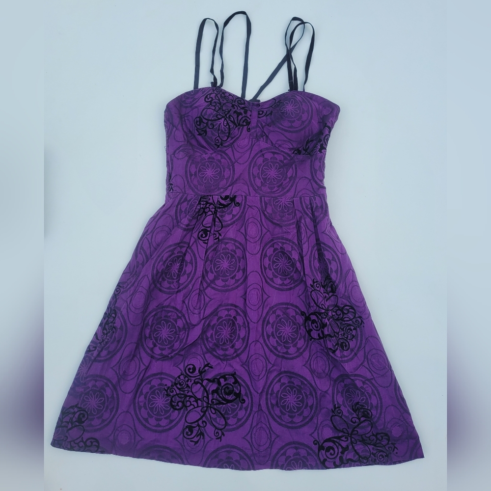 GUESS - Silk Blend Dress - Purple & Black - Size 3